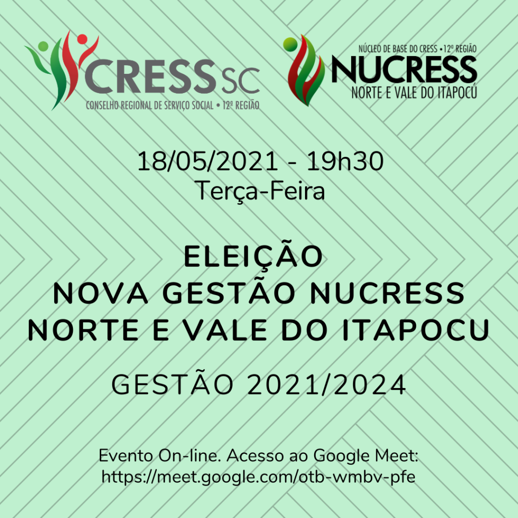 CRESS SC - NUCRESS Norte e Vale do Itapocu convida a categoria da região  para a eleição da composição da coordenação do núcleo O NUCRESS Norte e  Vale do Itapocu convida a