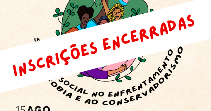 # Descrição da Imagem. Arte quadrada com a faixa vermelha e texto: Inscrições Encerradas.