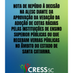 NOTA DE REPÚDIO À DECISÃO NA ALESC