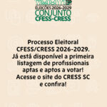 Processo Eleitoral CFESS CRESS 2026-2029 – Aptas e aptos a votar