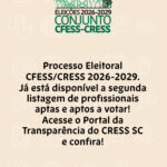 Segunda listagem de profissionais aptas e aptos a votar