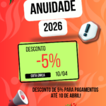 Cota única com desconto de 05% até 10/04!